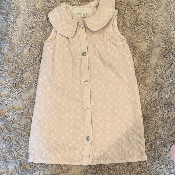 Zara Other - Soft Cream Sleeveless Quilted Kids Dress with Peter Pan Collar